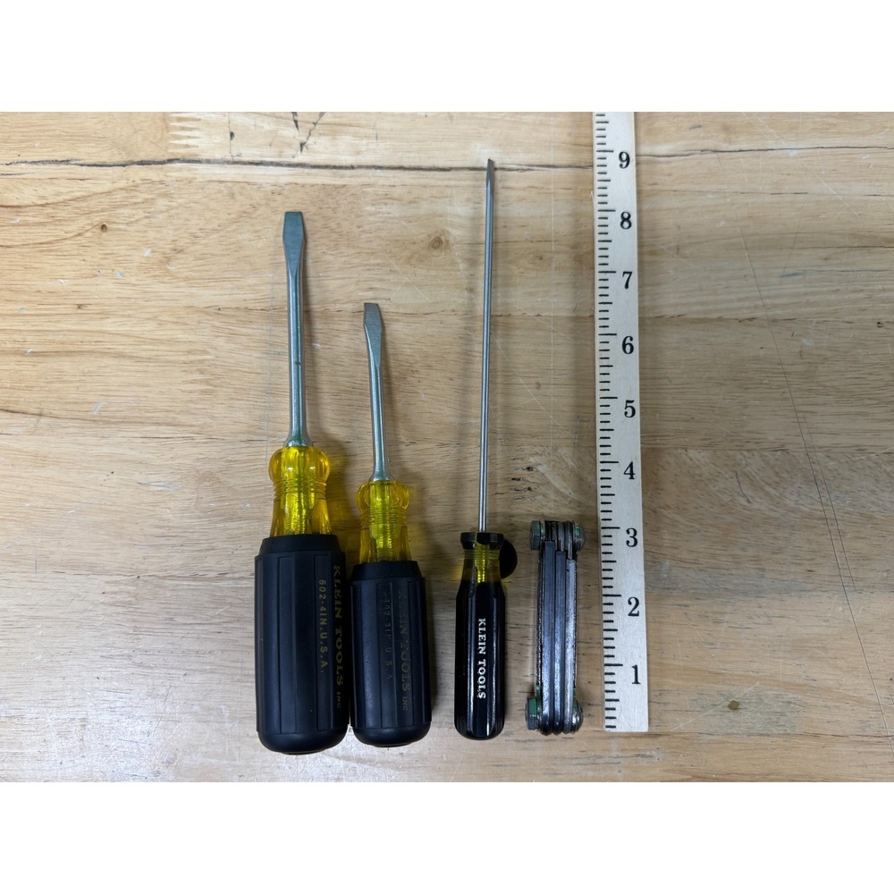 Vtg Klein Tools Screwdriver and Hex Key Lot of 4 - Good condition